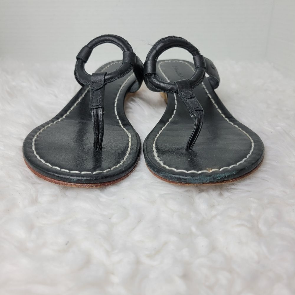 Bernardo Matrix Womens Size 8.5 Mini Wedge Black Leather Thong Sandals - Picture 2 of 9